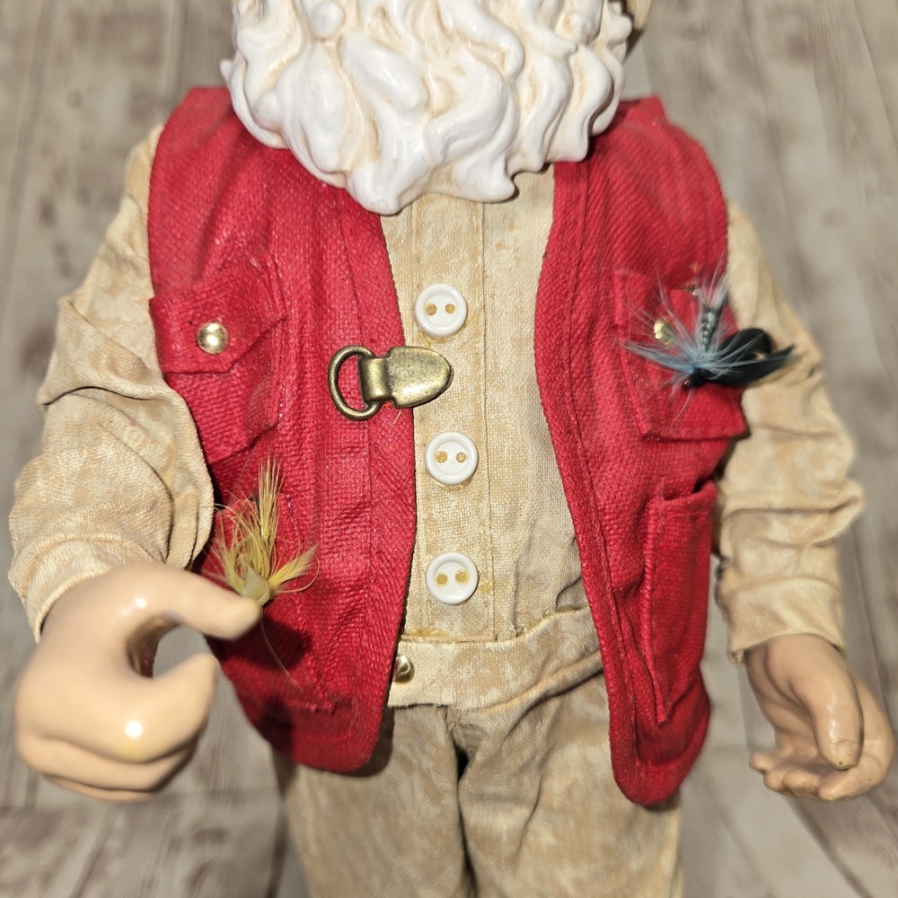 2000 Clothtique Possible Dreams  Reel Good Time 10.5” Tall Fishing Santa Only - Picture 5 of 9